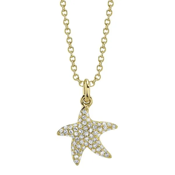 Diamond Pave Starfish Pendant Necklace