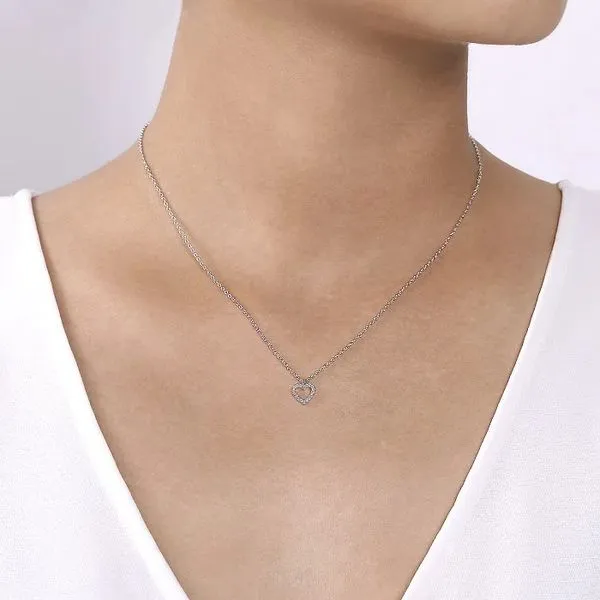 Open Heart Diamond Pendant Necklace Image 3 Hingham Jewelers Hingham, MA