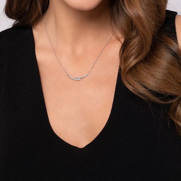 Bypass Bar Diamond Necklace Image 3 Hingham Jewelers Hingham, MA