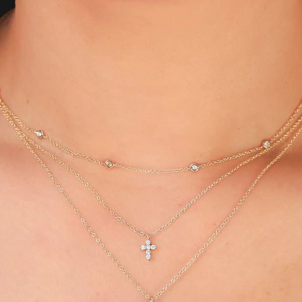 Diamond Cross Pendant Necklace Image 2 Hingham Jewelers Hingham, MA