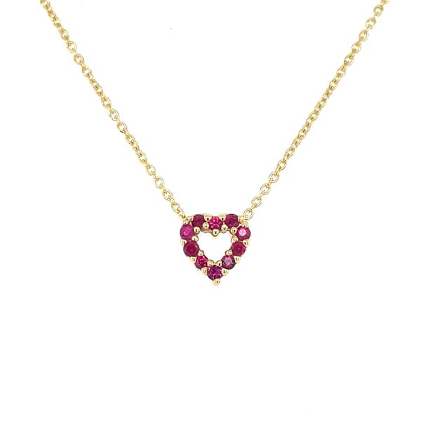 Tiny Treasures Reversible Ruby and Diamond Heart Necklace Hingham Jewelers Hingham, MA