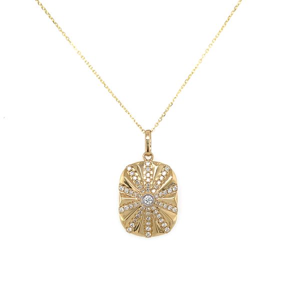 Diamond Sunburst Medallion Pendant Necklace Hingham Jewelers Hingham, MA
