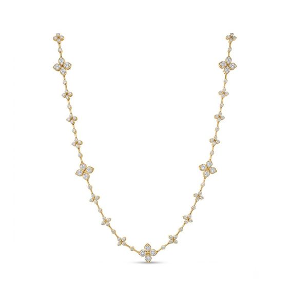Love In Verona Pave Diamond Alternating Flowers Necklace Hingham Jewelers Hingham, MA