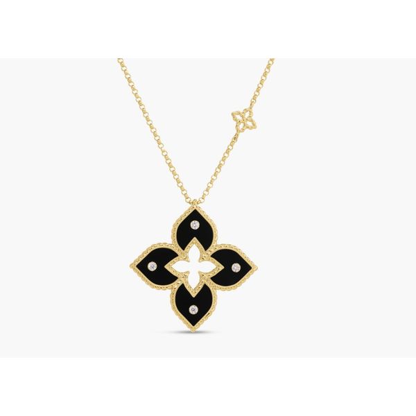 Venetian Princess Diamond and Enamel Flower Necklace Hingham Jewelers Hingham, MA