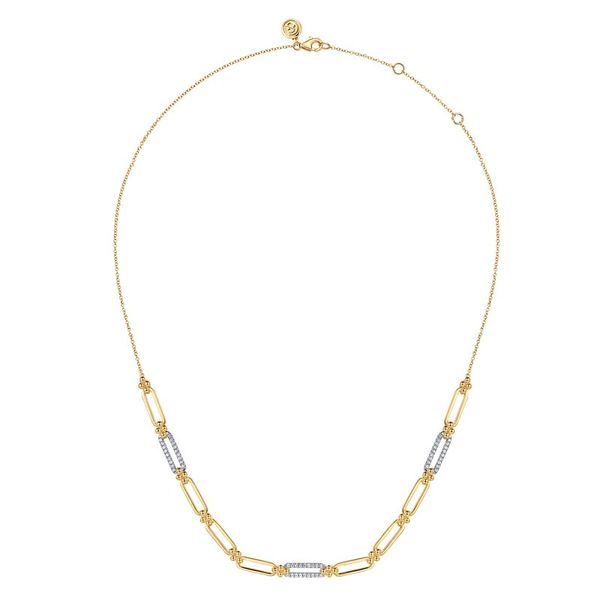 Diamond Pave Paperclip Link Bar Necklace Image 2 Hingham Jewelers Hingham, MA