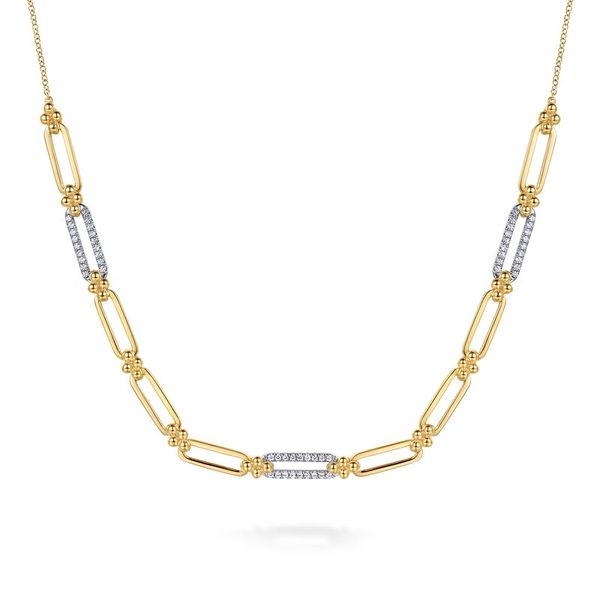 Diamond Pave Paperclip Link Bar Necklace Hingham Jewelers Hingham, MA
