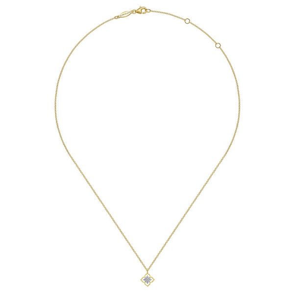 Diamond Flower Pendant Necklace Image 2 Hingham Jewelers Hingham, MA