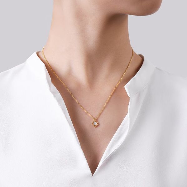 Diamond Flower Pendant Necklace Image 3 Hingham Jewelers Hingham, MA
