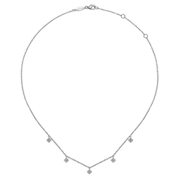 Diamond Pave Clover Drop Station Necklace Image 2 Hingham Jewelers Hingham, MA