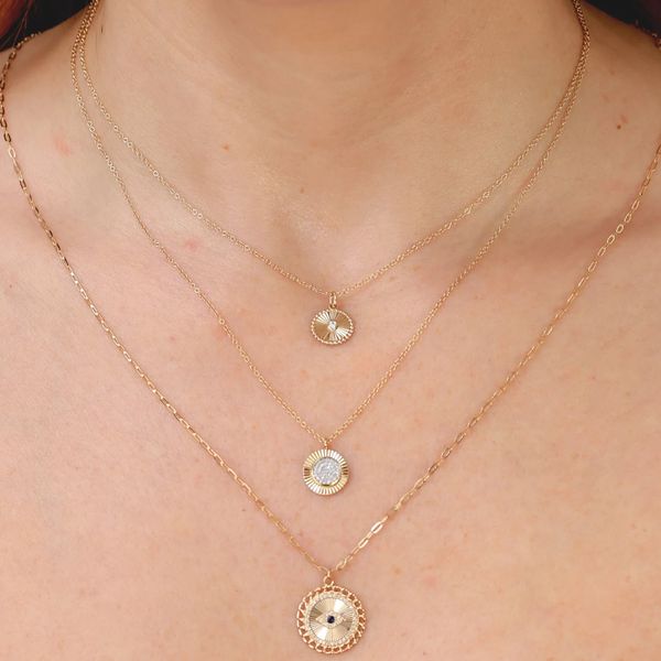 Fluted Disc Pendant Necklace Image 2 Hingham Jewelers Hingham, MA