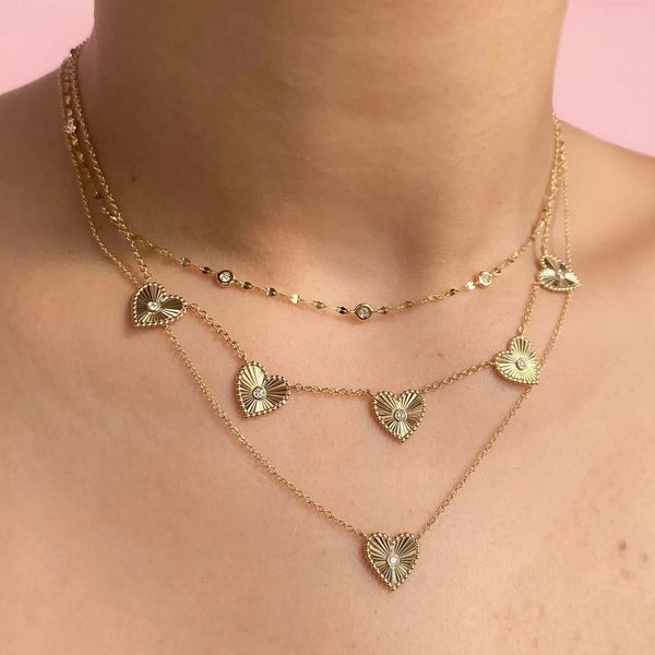 Fluted Heart Pendant Necklace Image 2 Hingham Jewelers Hingham, MA