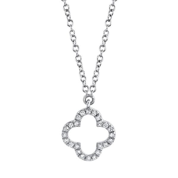 Diamond Pave Clover Pendant Necklace Hingham Jewelers Hingham, MA