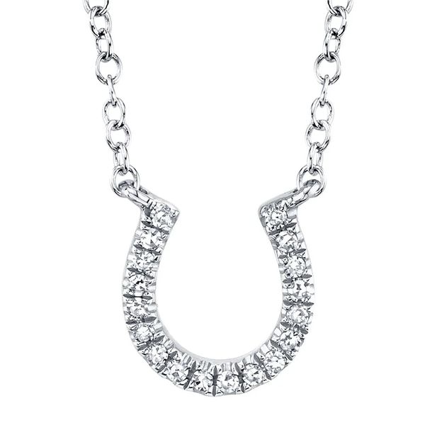 Diamond Pave Horseshoe Pendant Necklace Hingham Jewelers Hingham, MA