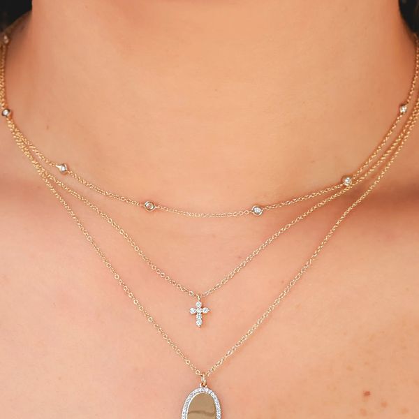 Diamond Station Necklace Image 2 Hingham Jewelers Hingham, MA