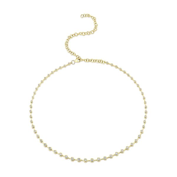 Dot-Dash Bezel Diamond Tennis Necklace Hingham Jewelers Hingham, MA