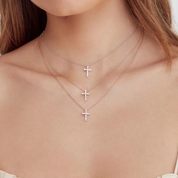 Diamond Cross Slide Pendant Necklace Image 2 Hingham Jewelers Hingham, MA