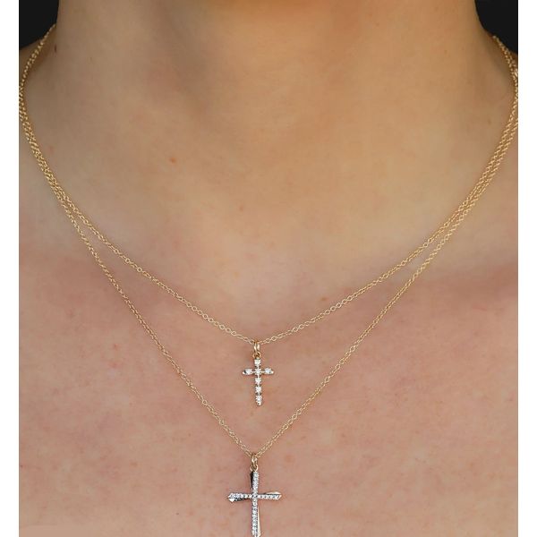 Diamond Cross Pendant Necklace Image 2 Hingham Jewelers Hingham, MA
