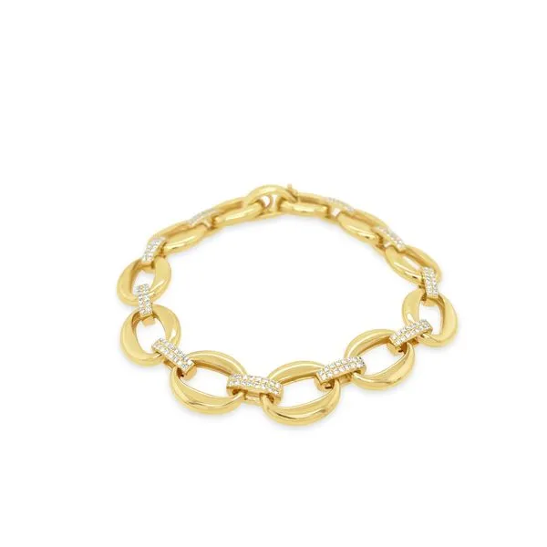 Oval Link Bracelet with Diamonds Hingham Jewelers Hingham, MA