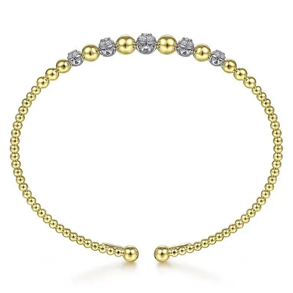 Diamond Pave Bead Flexible Cuff Bracelet Image 2 Hingham Jewelers Hingham, MA