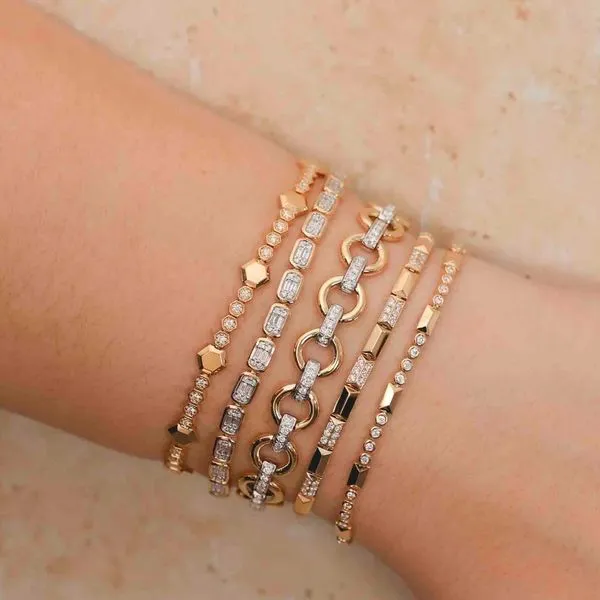 Geometric Link Diamond Pave Bracelet Image 2 Hingham Jewelers Hingham, MA