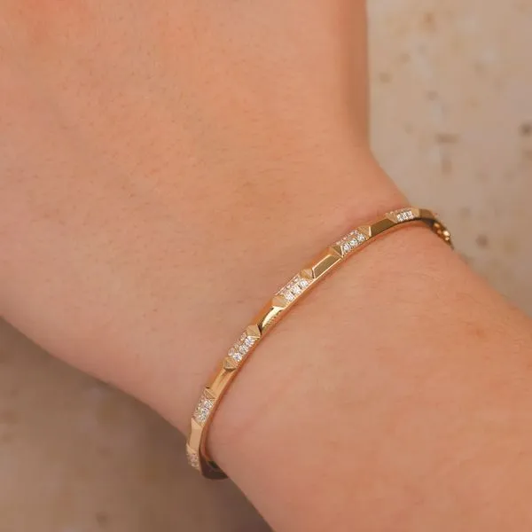 Geometric Diamond Pave Bangle Bracelet Image 2 Hingham Jewelers Hingham, MA
