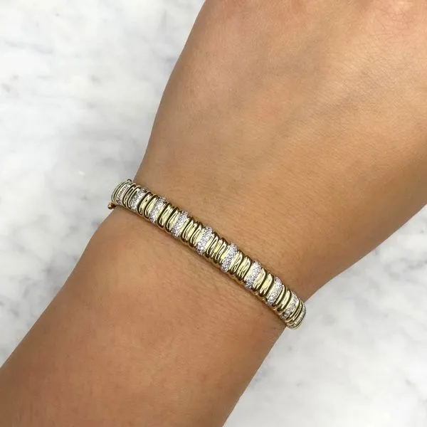 Diamond Pave Wave Bangle Bracelet Image 2 Hingham Jewelers Hingham, MA