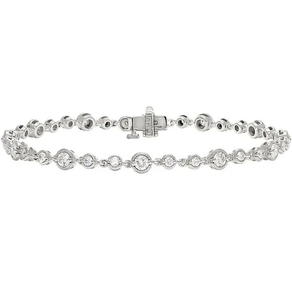 Vintage Style Bezel Diamond Tennis Bracelet Hingham Jewelers Hingham, MA