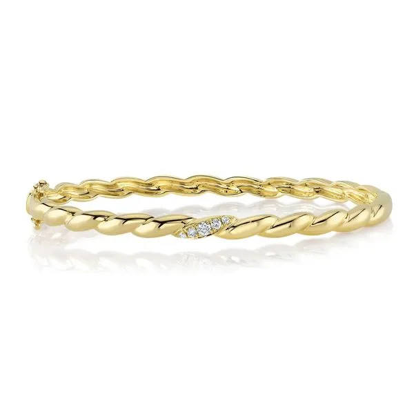 Twisted Bangle Bracelet with Diamond Pave Hingham Jewelers Hingham, MA