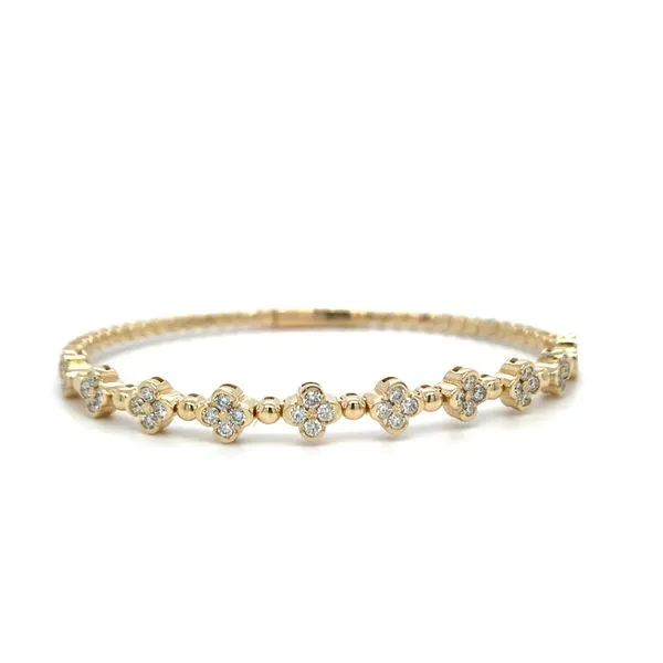 Diamond Clover Station Flexible Bangle Bracelet