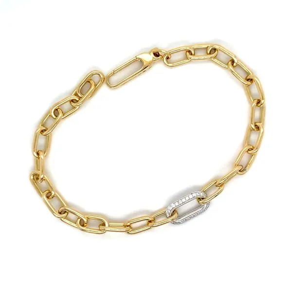 Oval Link Bracelet with Diamond Pave Image 2 Hingham Jewelers Hingham, MA