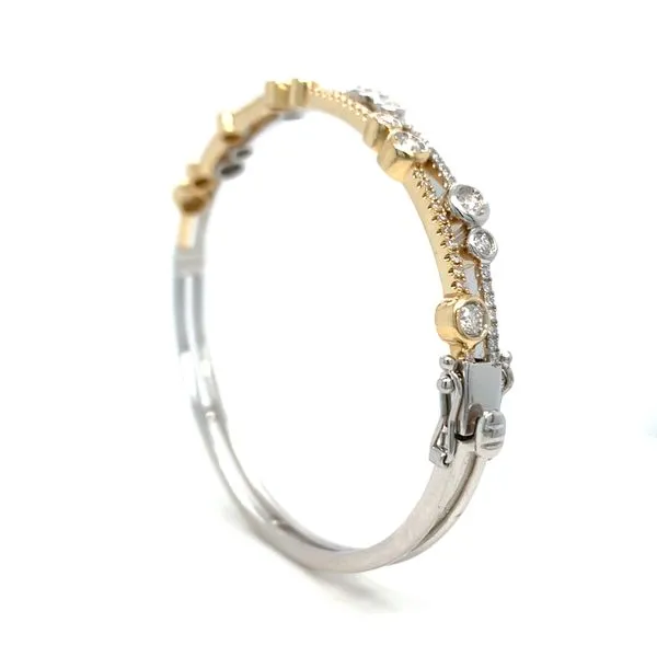 Two-Tone Diamond Bezel Bangle Bracelet Image 2 Hingham Jewelers Hingham, MA