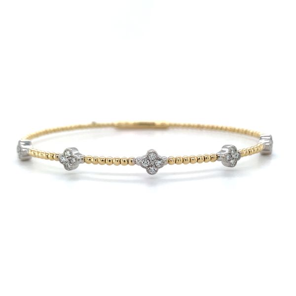Diamond Clover Station Flexible Bangle Bracelet Hingham Jewelers Hingham, MA