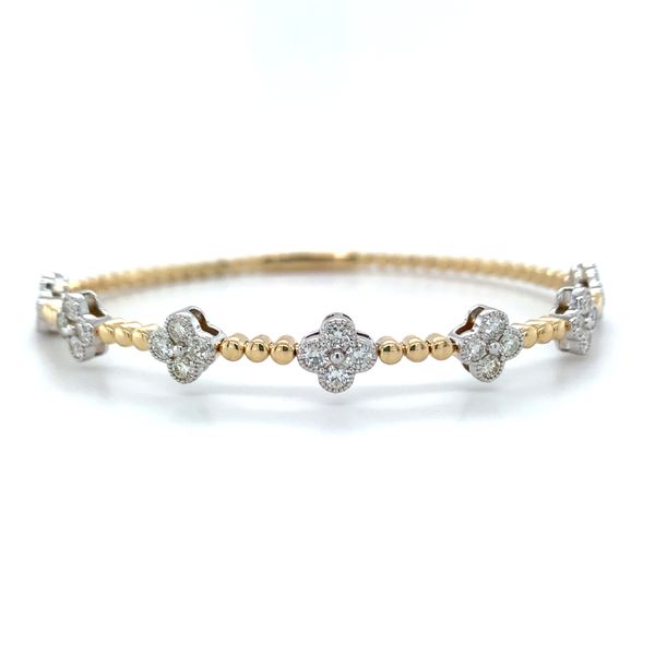 Diamond Clover Station Flexible Bangle Bracelet Hingham Jewelers Hingham, MA