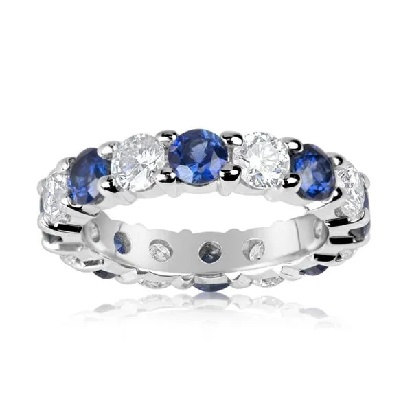Sapphire and Diamond Eternity Band Hingham Jewelers Hingham, MA