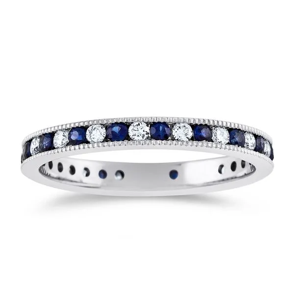 Sapphire and Diamonds Channel Eternity Band Hingham Jewelers Hingham, MA