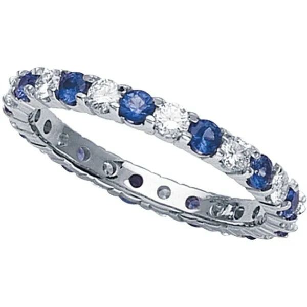 Sapphire and Diamond Eternity Band Hingham Jewelers Hingham, MA