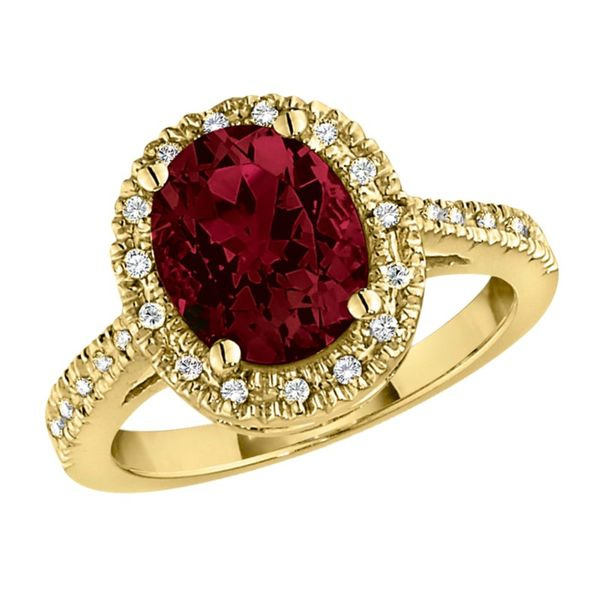 Garnet Halo Ring Hingham Jewelers Hingham, MA