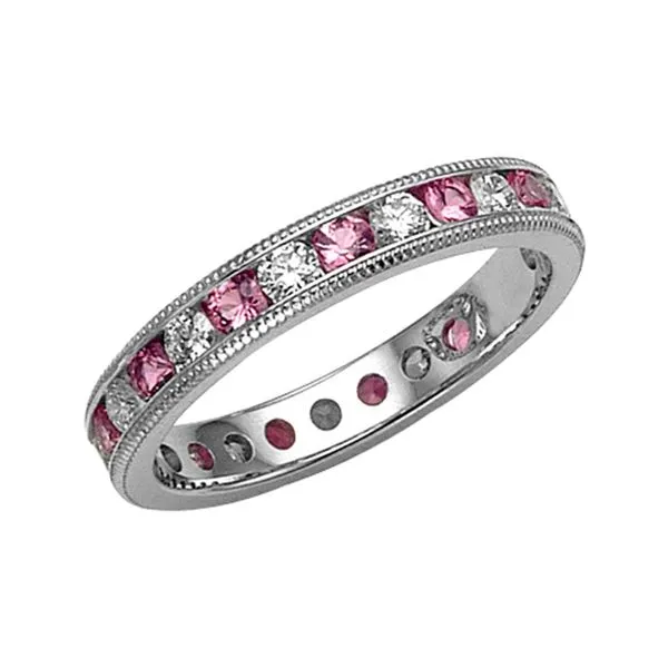 Pink Sapphire and Diamond Eternity Band Hingham Jewelers Hingham, MA