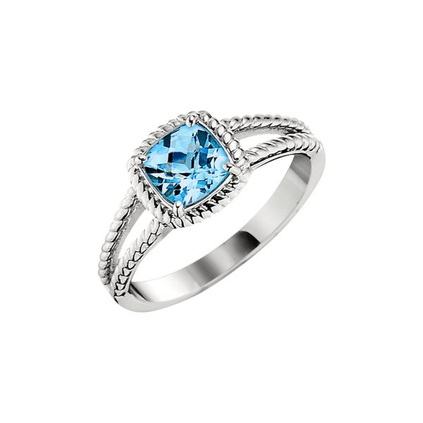 Blue Topaz Split Shank Ring Hingham Jewelers Hingham, MA