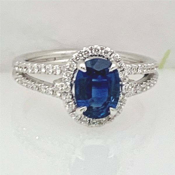 Sapphire Halo Ring Hingham Jewelers Hingham, MA