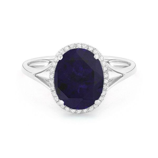 Created Sapphire Halo Ring Hingham Jewelers Hingham, MA