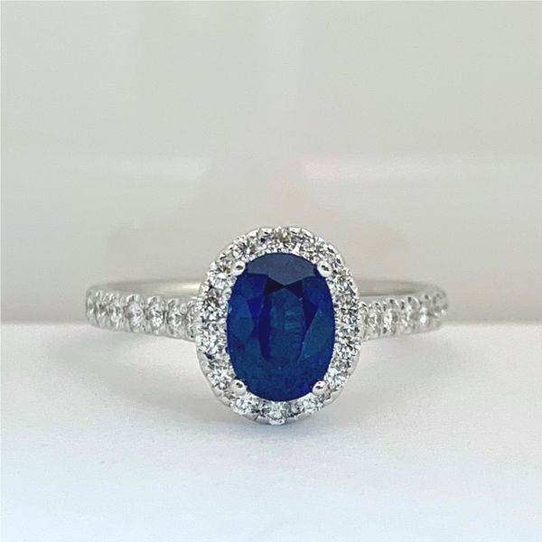 Sapphire Halo Ring Hingham Jewelers Hingham, MA