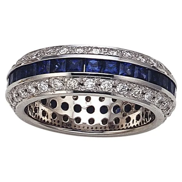 Sapphire and Diamond Channel Eternity Band Hingham Jewelers Hingham, MA