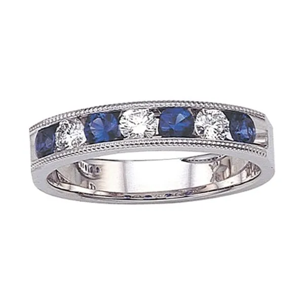 Diamond and Sapphire Milgrain Band Hingham Jewelers Hingham, MA