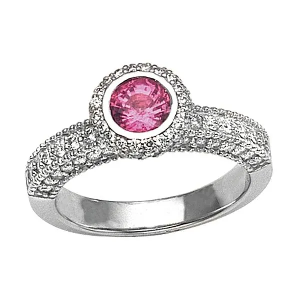 Pink Sapphire Halo Ring Hingham Jewelers Hingham, MA