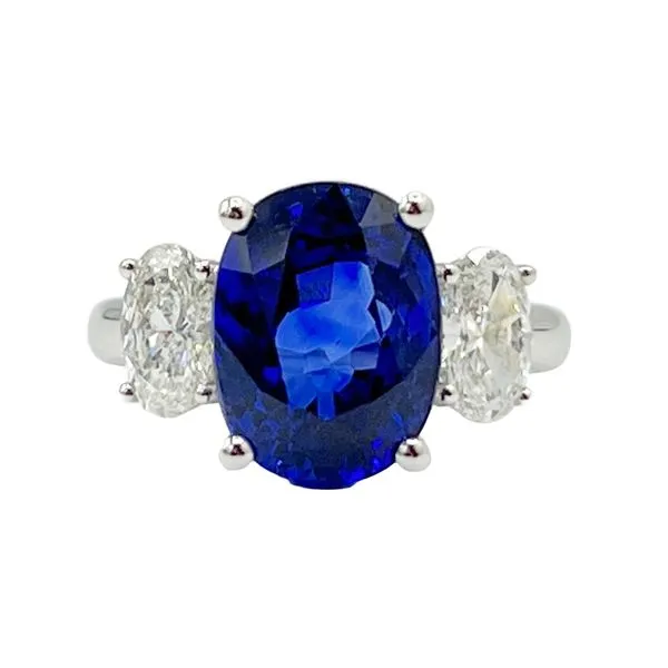 Oval Sapphire and Diamond Three-Stone Ring Hingham Jewelers Hingham, MA