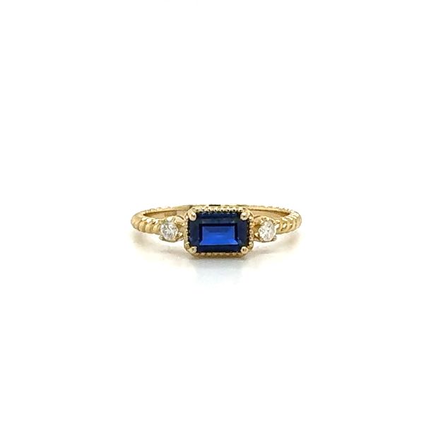 Created Blue Sapphire Twisted Stacking Ring Hingham Jewelers Hingham, MA