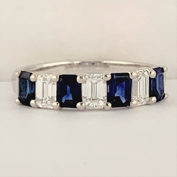 Emerald Cut Sapphire and Diamond Anniversary Band Hingham Jewelers Hingham, MA