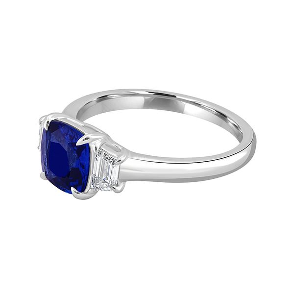 Sapphire and Diamond Three-Stone Ring Image 2 Hingham Jewelers Hingham, MA