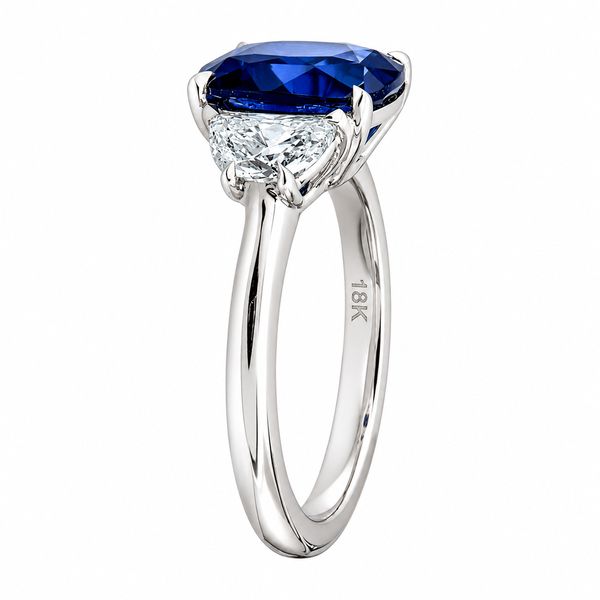 Sapphire and Diamond Three-Stone Ring Image 2 Hingham Jewelers Hingham, MA
